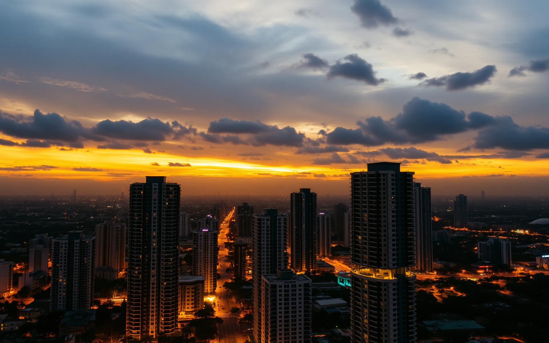 Surat skyline at dusk